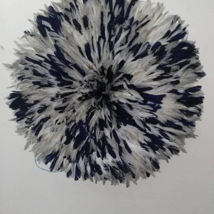 HOME DECOR FR - Wholesale Decorative Tabletop Object - White, navy blue and gray speckled juju hat2