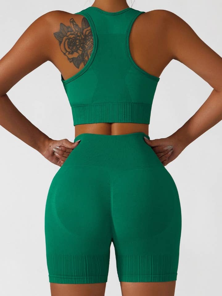 Active by Anna-Kaci – wholesale Activewear set – Women′s – Racerback Sports Bra & Sculpting High Waist Shorts Set8