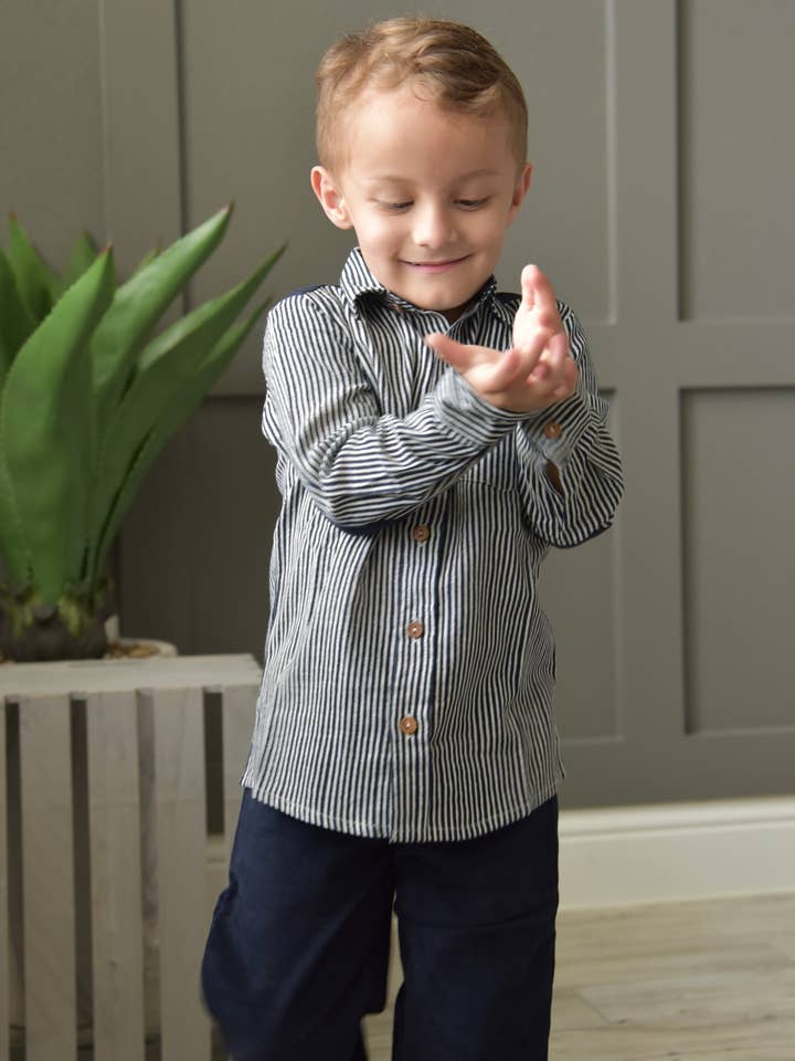 Camisa de rayas para niños - Gris oscuro para venta al por mayor de Yo Baby