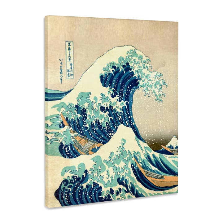 3dRose, De Grote Golf van Kanagawa door de Japanse kunstenaar Hokusai - dramatische blauwe zee oceaan Ukiyo-e print 1830, Museumkwaliteit Canvasdoek. voor wholesale door 3dRose
