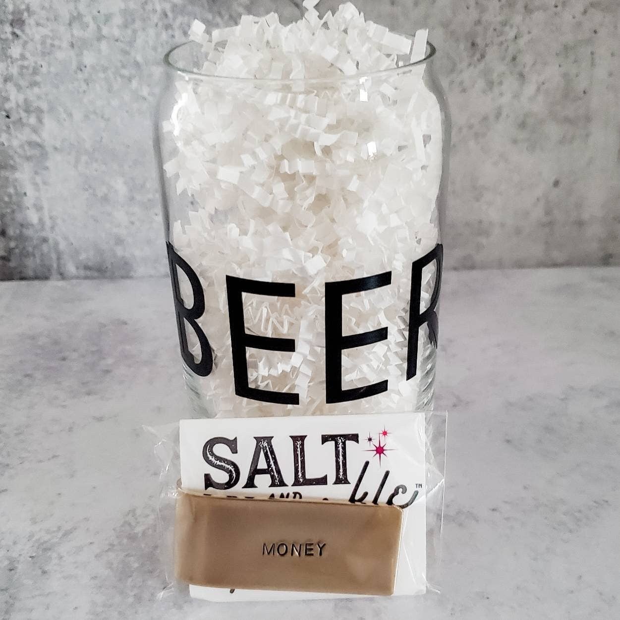 Salt and Sparkle - Wholesale Drinking Glass/Cup - BEER MONEY Glass and Money Clip Gift4