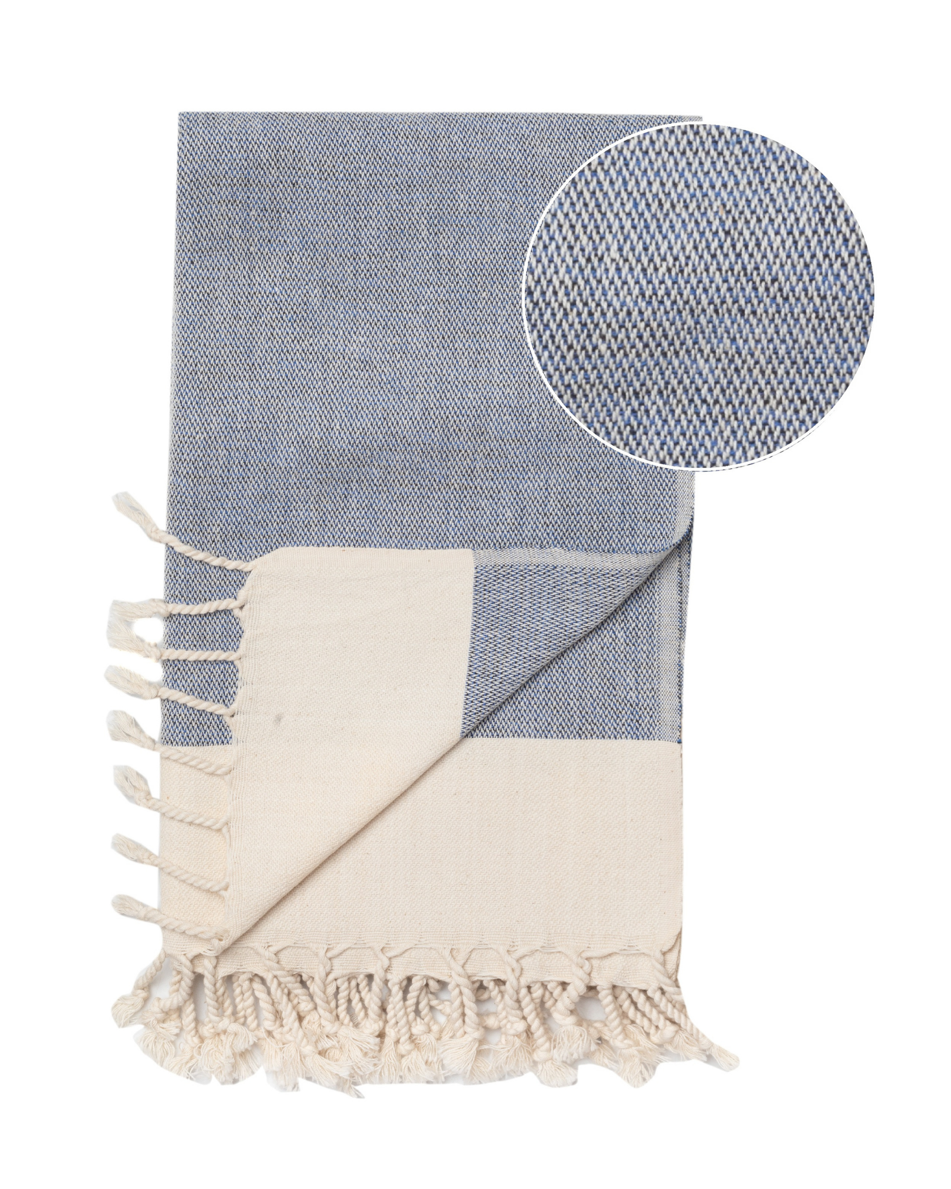 Samimi - Wholesale Beach Towel - MANOLIA Cotton Hammam Towel, Stylish Scarf - Dark Blue (180x100 cm)3