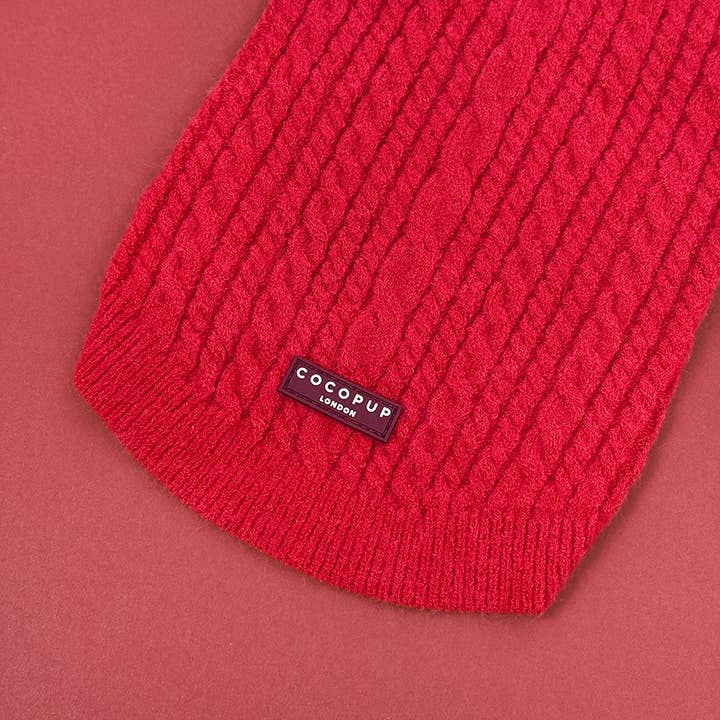 Cocopup London - Wholesale Pet jumper – Dog - Cable Knit Jumper - Mulled Wine3
