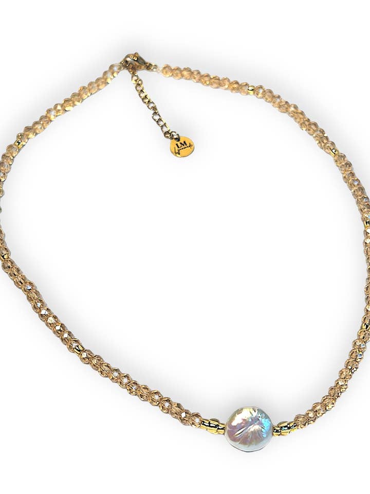 Sand Perle Krystal Halskæde for engroshandel hos Lynnmade