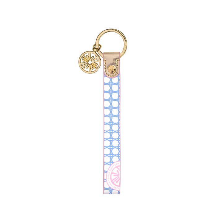 Frenchie Blue Caning Strap Keychain Keyfob for wholesale by Lilly Pulitzer by Lifeguard Press