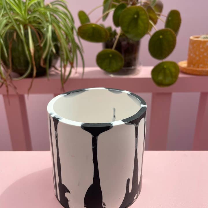 Pot - White with Black Graffiti Pattern for wholesale by Made By Robyn