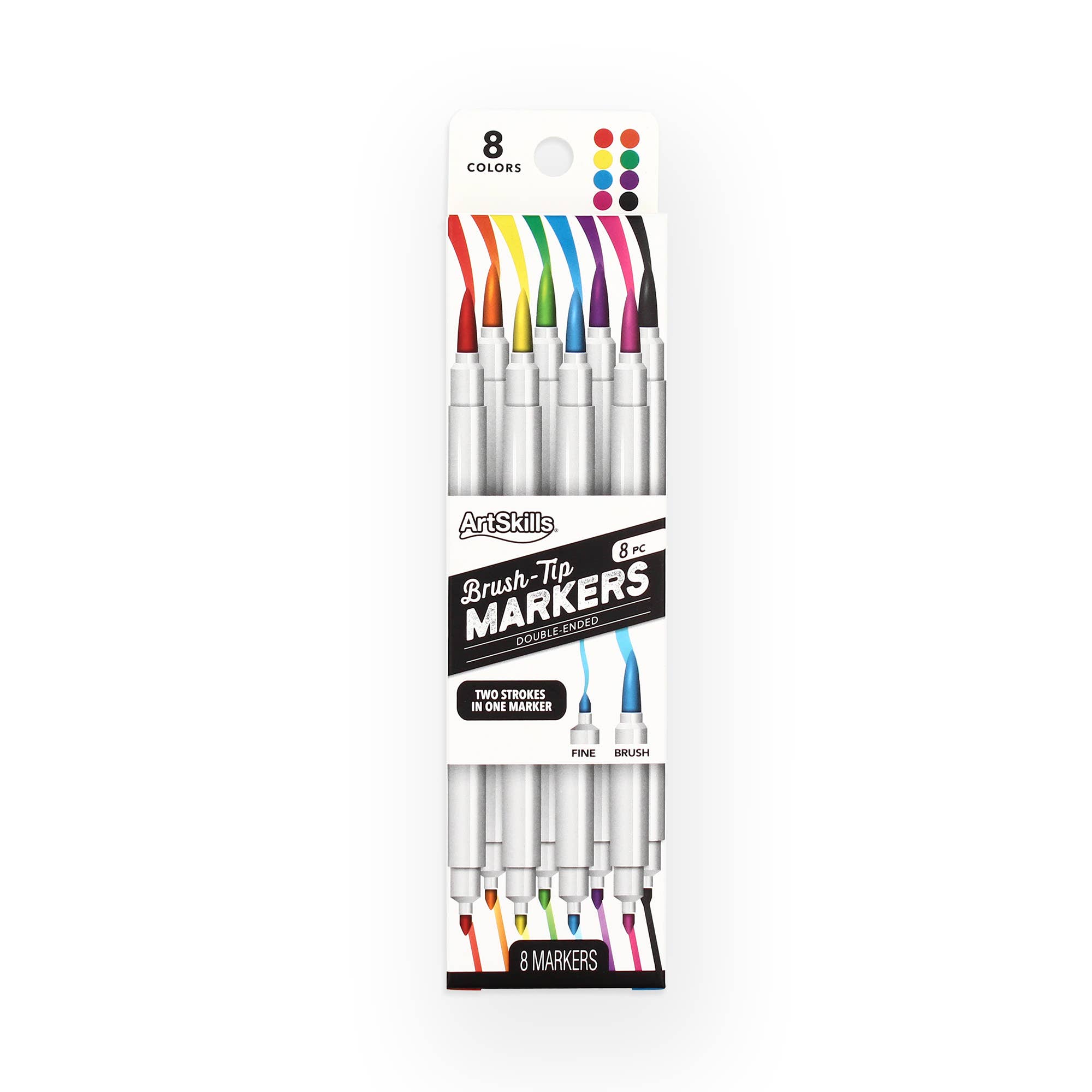ArtSkills - Wholesale Marker - Dual-Tip Brush Markers, 8 Markers1
