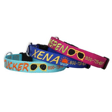 Custom Embroidered Sunshine Nylon Dog Collar for wholesale by dogIDs