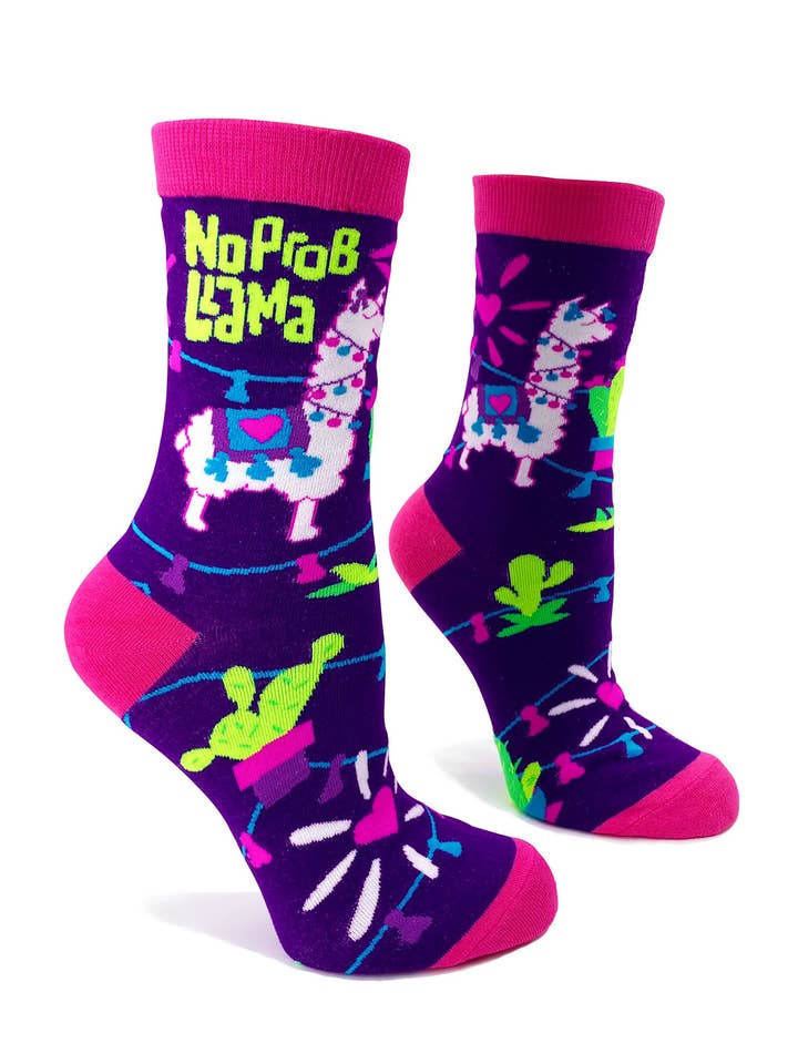 No Prob Llama Women's Crew Socks for wholesale by Fabdaz