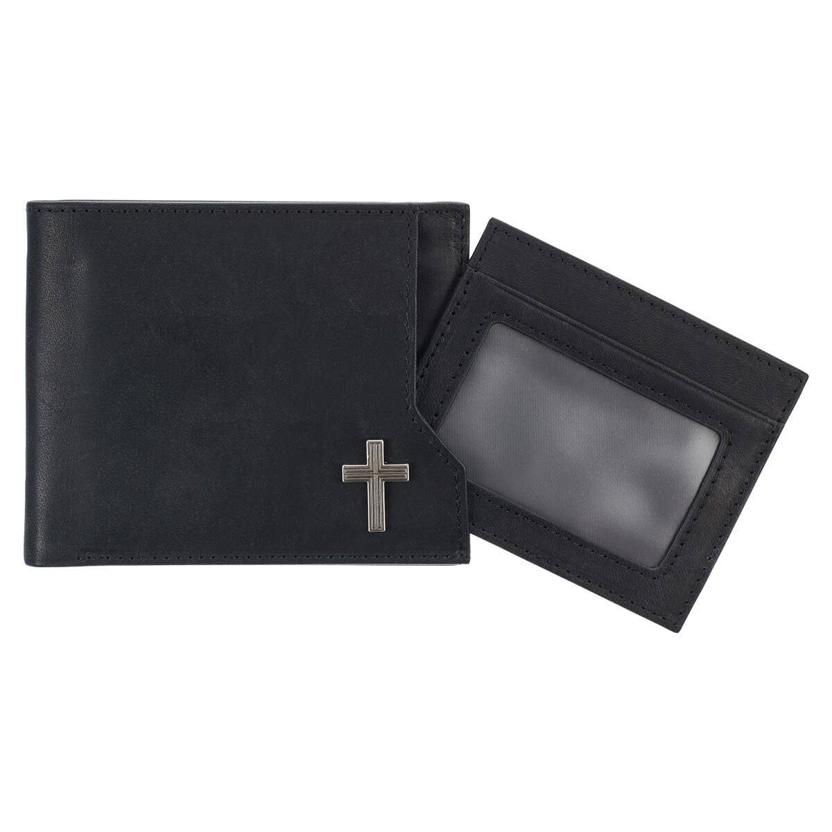 Christian Art Gifts - Vente Portefeuille – unisexe - Portefeuille en cuir noir avec insigne croisé3