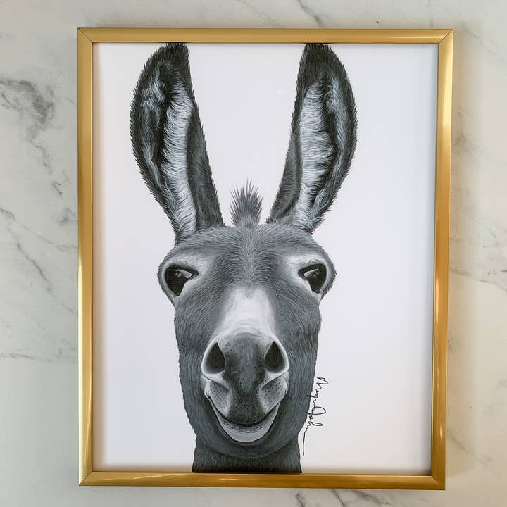 Reflections by Megan - Venta al por mayor Ilustración - Pintura acrílica de burro, arte moderno de granja1