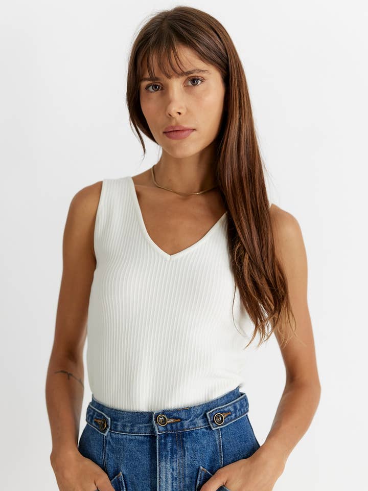 The Ven Top | Ribbed V-Neck Tank Top for wholesale by All Row