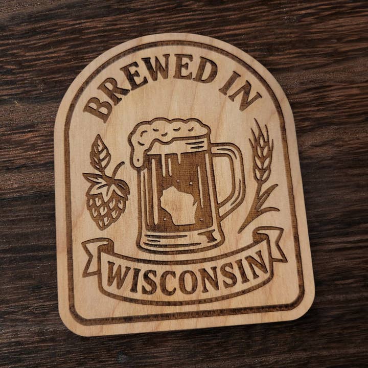 Prodotto in Wisconsin – Calamita per birra in legno per la vendita all'ingrosso da parte di Ellie Joe Design Co
