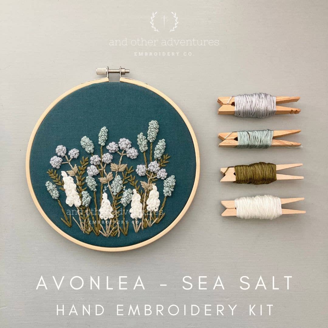 And Other Adventures Embroidery Co - Wholesale Embroidery/Cross Stitch Supplies - Hand Embroidery Kit - Avonlea in Sea Salt1