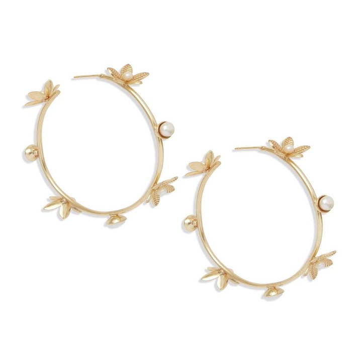 Ever Alice Studio - Wholesale Hoop Earrings - Lenora Hoop Earrings | Pearl