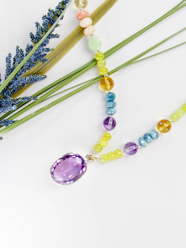 Vivid Mosaic Necklace for wholesale by Monsieur Pamplemousse