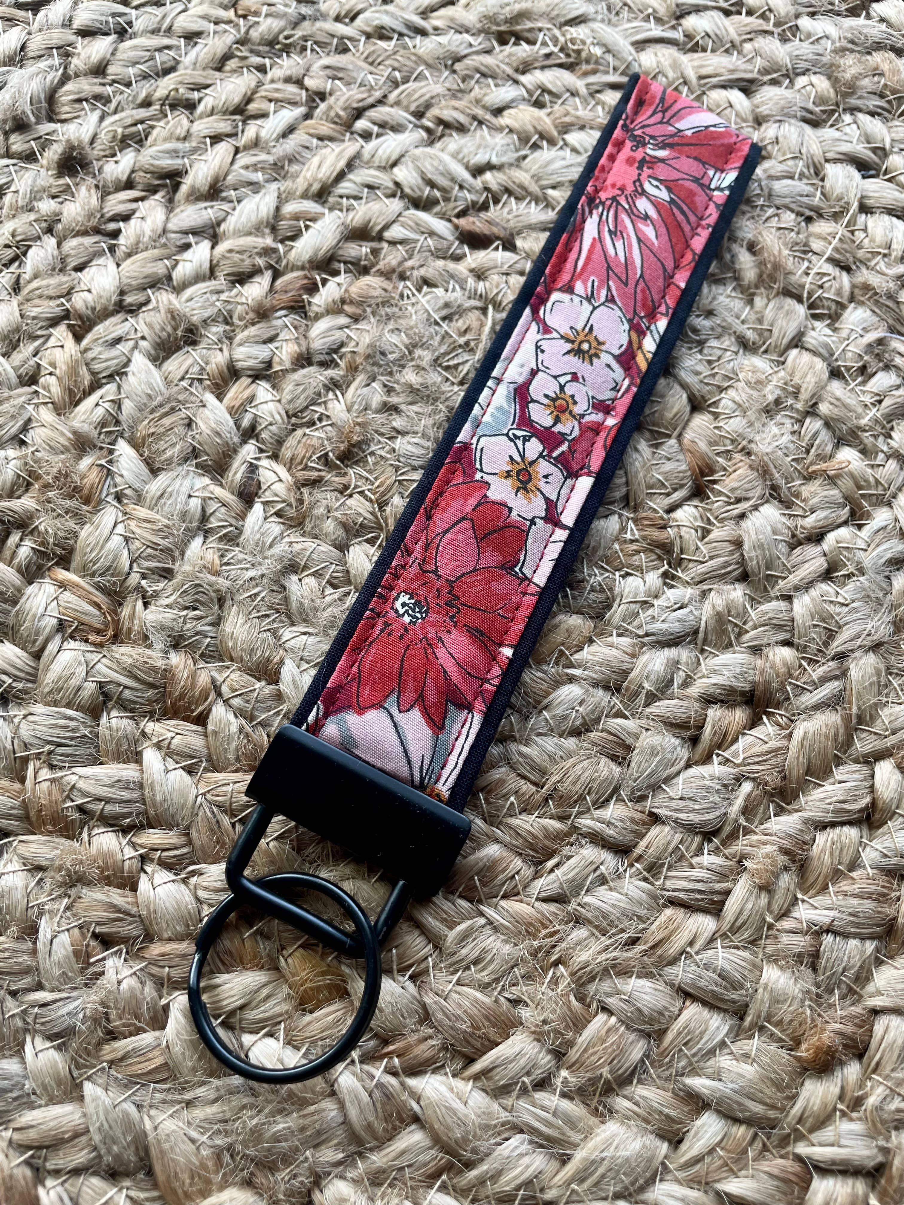 Designs by Rachel Joy - Wholesale Keychain - Women's - Red Floral Keychain Wristlet1
