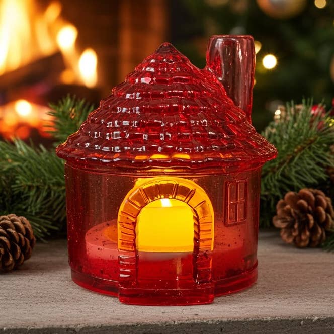 Bougeoir en résine blanche et paillettes rouges cadeau maison pour la vente par Face It Home Decor