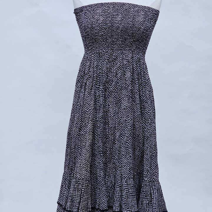 DR25-04 Snurreskørt Dobbelt Kant - Sort/Hvide Prikker for engroshandel hos YAZA