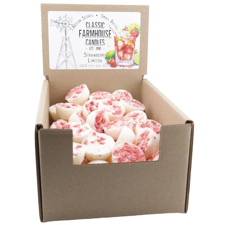 NEW! Soy Wax Melts - Strawberry Limosa 80 pc Box for wholesale by Classic Farmhouse Candles
