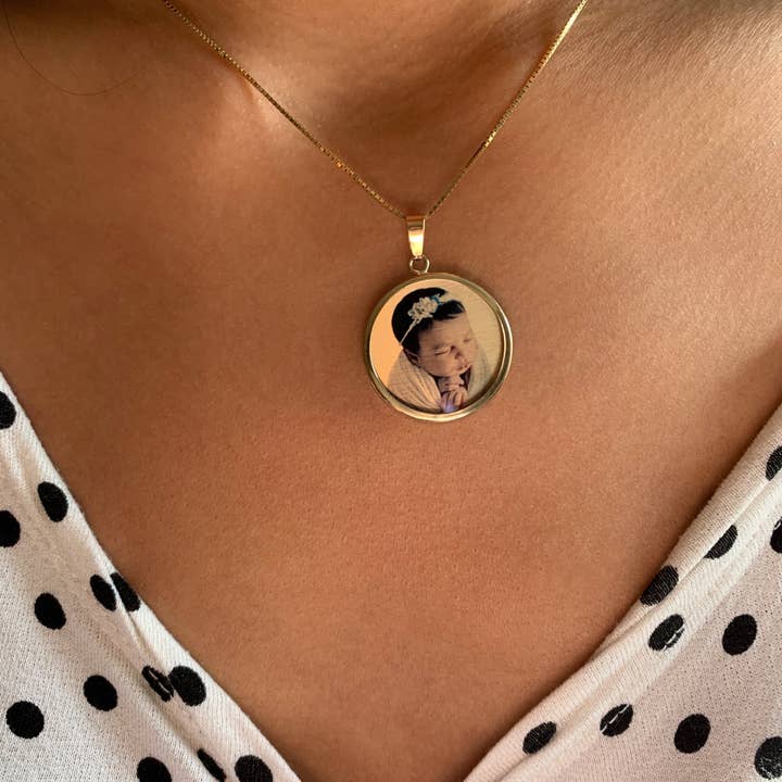 Kimiya Designs – Engroshandel Halskæde med vedhæng – Guld Foto vedhæng Disc Charm