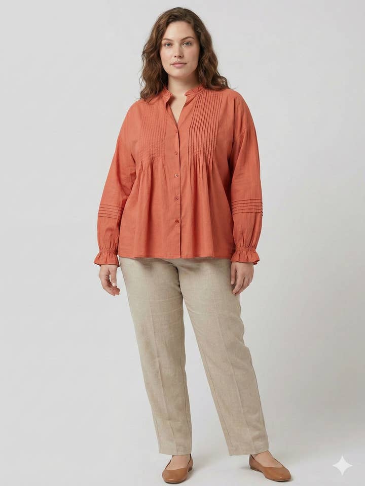 Plus size - Puff sleeve blouse for wholesale by C'MELODIE