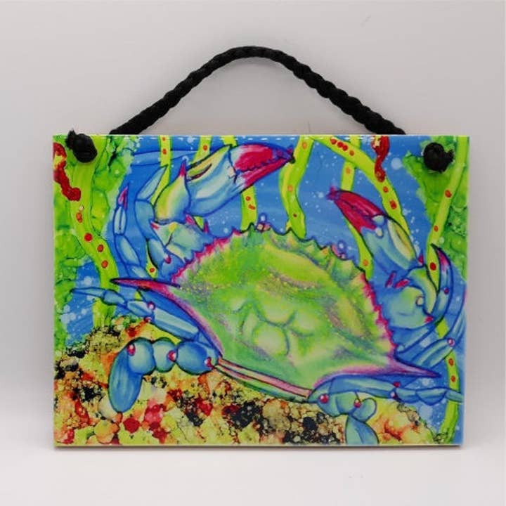 Carrelage Céramique Crabe Bleu pour la vente par Florida Vibes Art / Mungo Key Designs