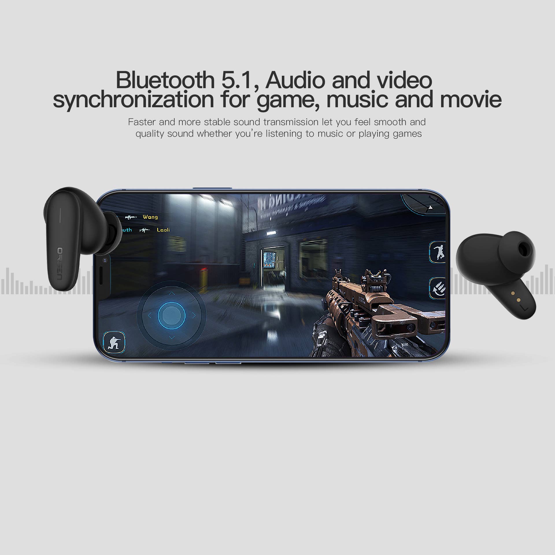 White TWS Bluetooth Earphone ORSEN T3 with wireless charging case, for wholesale on Faire7