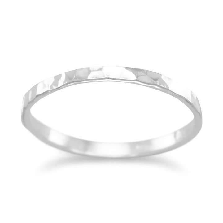 1.7mm Thin Polished Hammered Band for wholesale by Silver Stars Collection