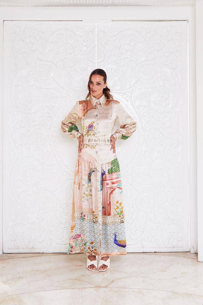 MACKENZIEMODE – Vestido - Mulher por atacado – Vestido longo Empress Silk com estampa Pavão13