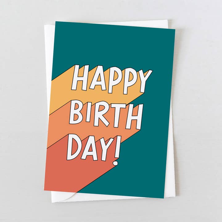 Joyeux anniversaire rétro (bleu sarcelle) pour la vente par Laura Sevigny Design