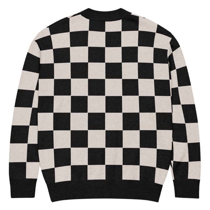 Cardigan en maille à carreaux et crème pour la vente par Goth Cloth Co.