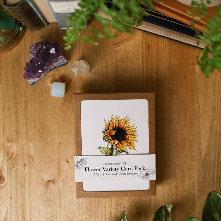 Flower Variety 5 Pack - SMALL Greeting Card for wholesale by Danielle Marie Artistry