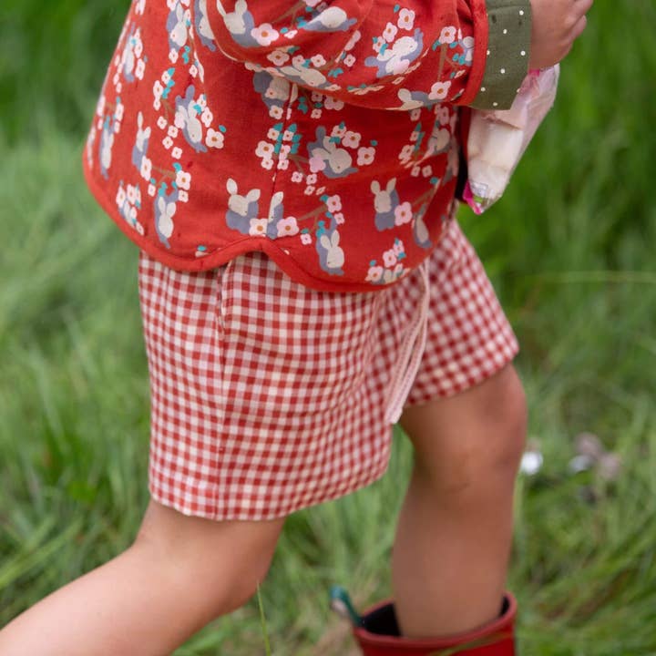 Little Red Check By The Sea Shorts for wholesale by Little Green Radicals