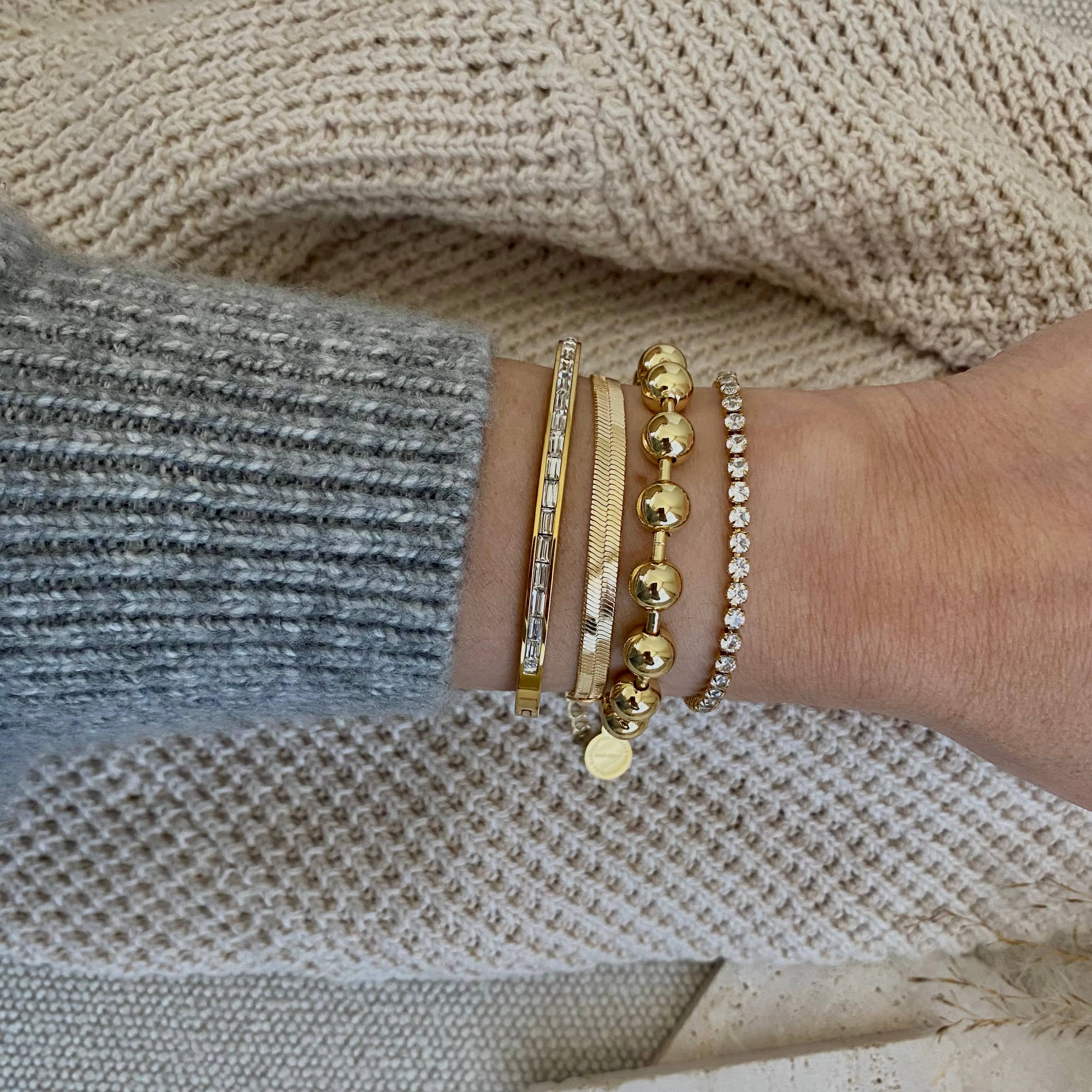 Amady Jewelry - Wholesale Link & Chain Bracelet - Military Satellite Chain Beaded Bracelet 18k Gold Filled3