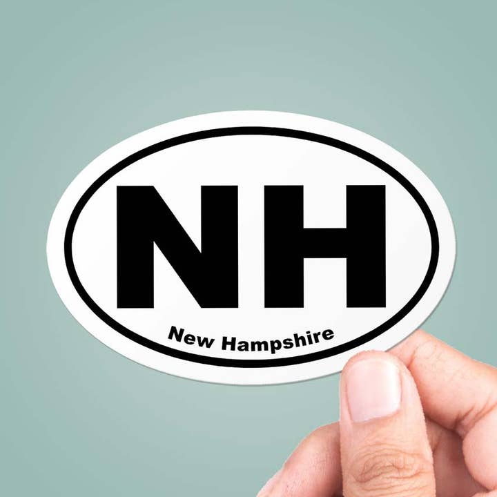 New Hampshire NH State Oval Sticker Vinyl Decal for wholesale by CJ's Sticker Shop