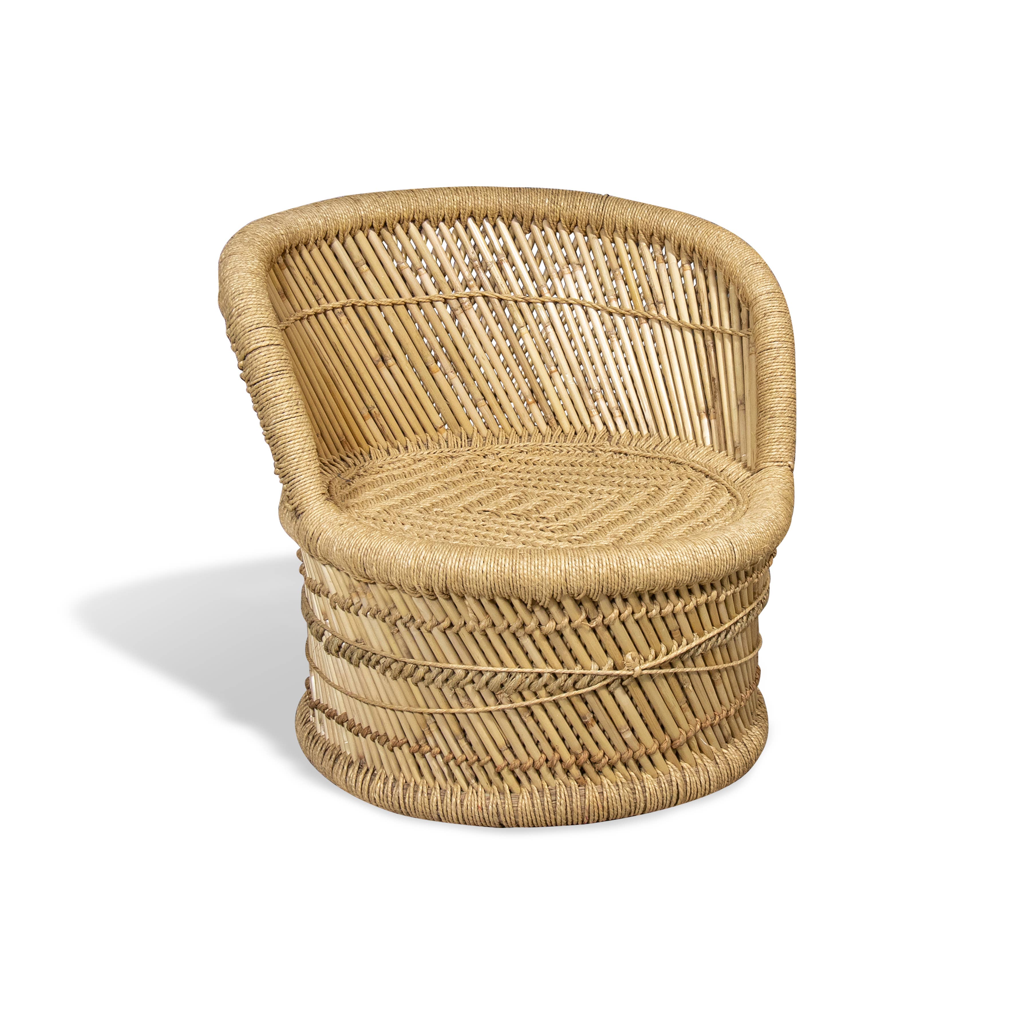Now's Home - Wholesale Chair - OTTOMAN WITH BACKREST IN NATURAL BAMBOO BRAIDED 59X59X60 ZAMZEBE