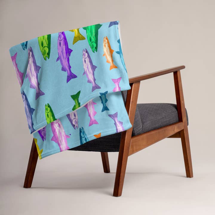 Couverture Jetée Saumon Bleu pour la vente par Celeste Addison Art