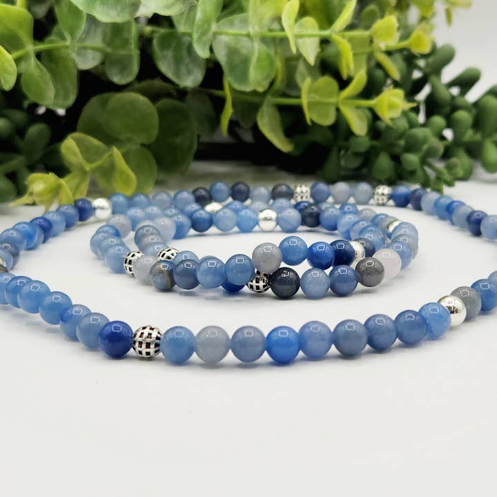 Pulsera/Collar de Doble Torsión de Aventurina Azul -6mm para venta al por mayor de Meraki Gemstones