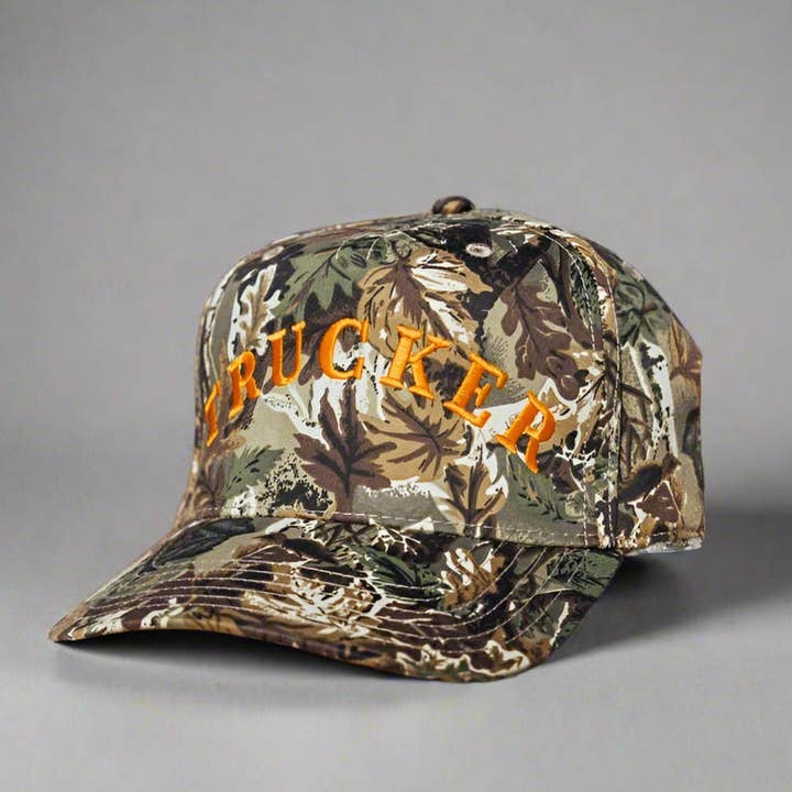 just a TRUCKER Camo Trucker Hat Structured Canvas for wholesale by Smokeshow Hat Company