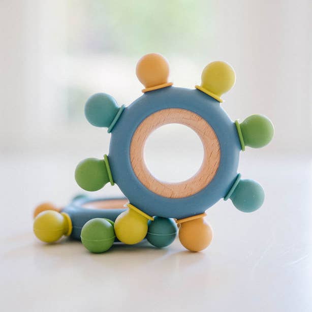 Bannor Toys - Wholesale Teether (Not Clip-On) - Baby - Captains Wheel Wood + Silicone Baby Teething Toy