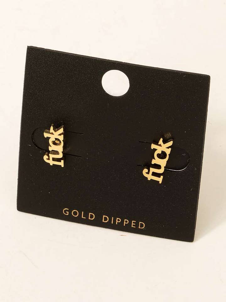 MINI FUCK STUD EARRINGS 82139P-G for wholesale by anbfashion