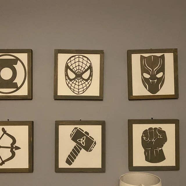 Nail and Hook Laser Cut Home Decor - Wholesale Sign - Superhero Wall Art | 11x11 inch Wood Sign23