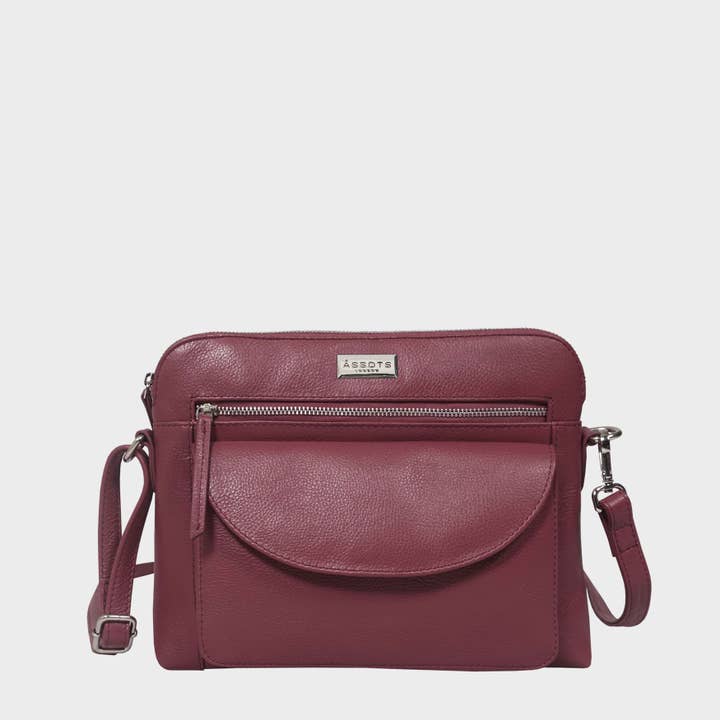 'JEAN' Carmine Pink Real Soft Pebble Grain Leather Crossbody Bag for wholesale by Assots London