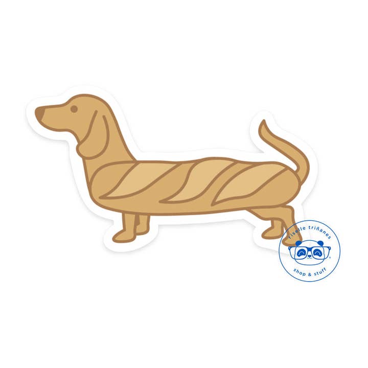 "Doguette" the Bread Dog Baguette Vinyl Sticker for wholesale by Hello Riselle | Art + Shop