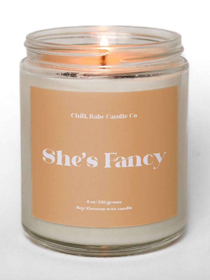 She’s Fancy Candle | Amber + Driftwood for wholesale by Chill, Babe Candle Co