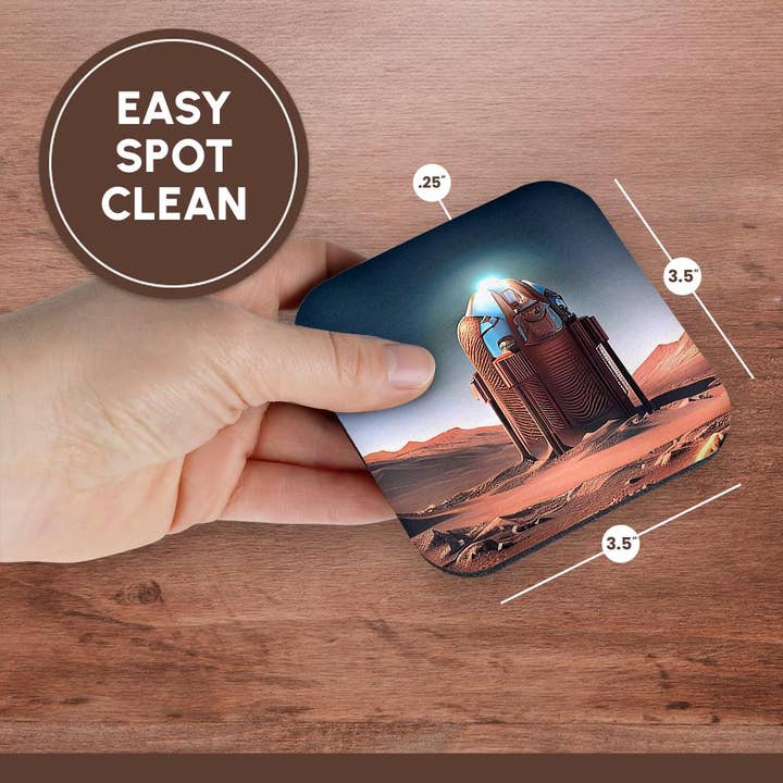 3dRose - Wholesale Coasters - 3dRose, Fantastic automatic scientific module on Mars. Blue beacon light, Coaster13