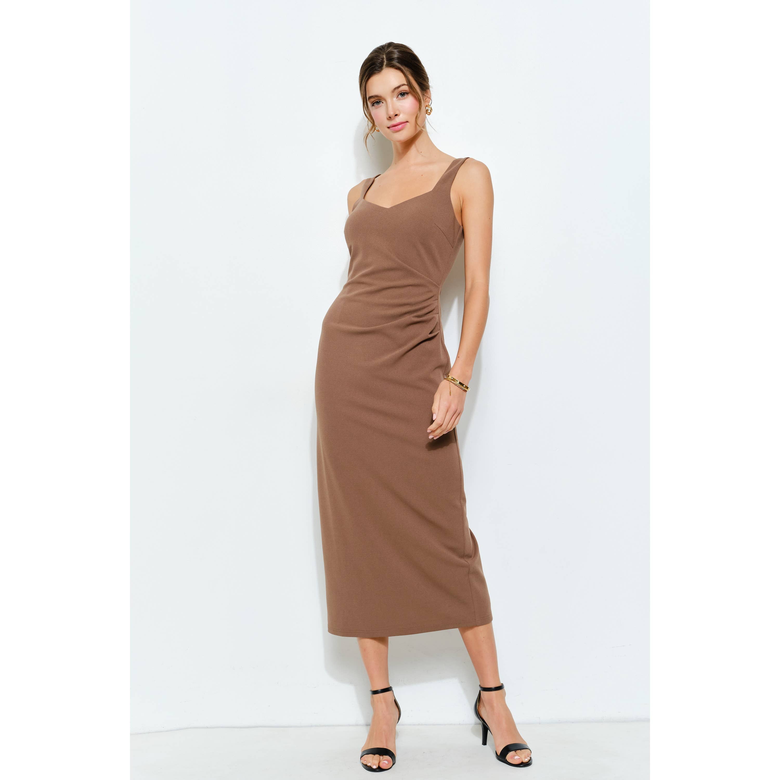 INA - Wholesale Dress - Women's - Knit Crepe Bodycon Midi with Princess Neckline9