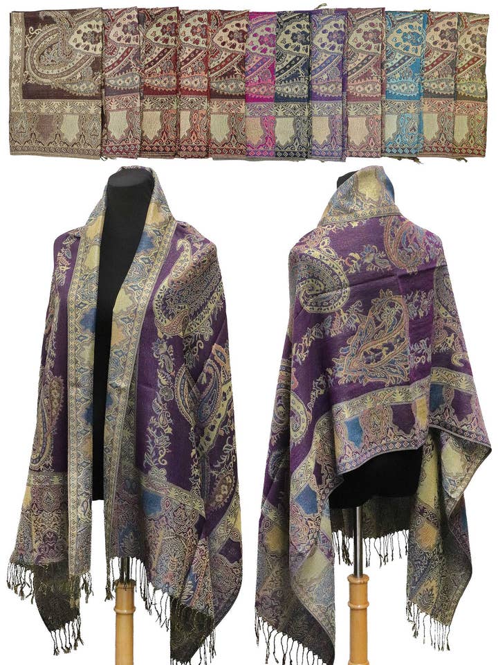 Exotisk paisley metallic twist pashminasjal för wholesale av Cap Zone