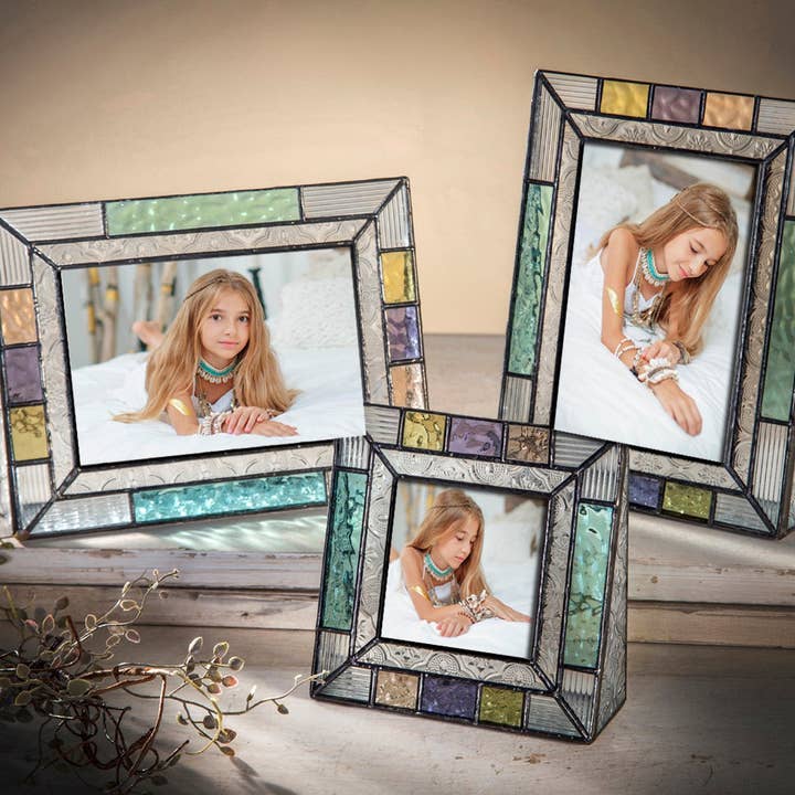 J Devlin Glass Art & Bert Anderson Collection - Wholesale Picture Frame - Pic 372 Pastel Multi Colored Glass Frame Series3